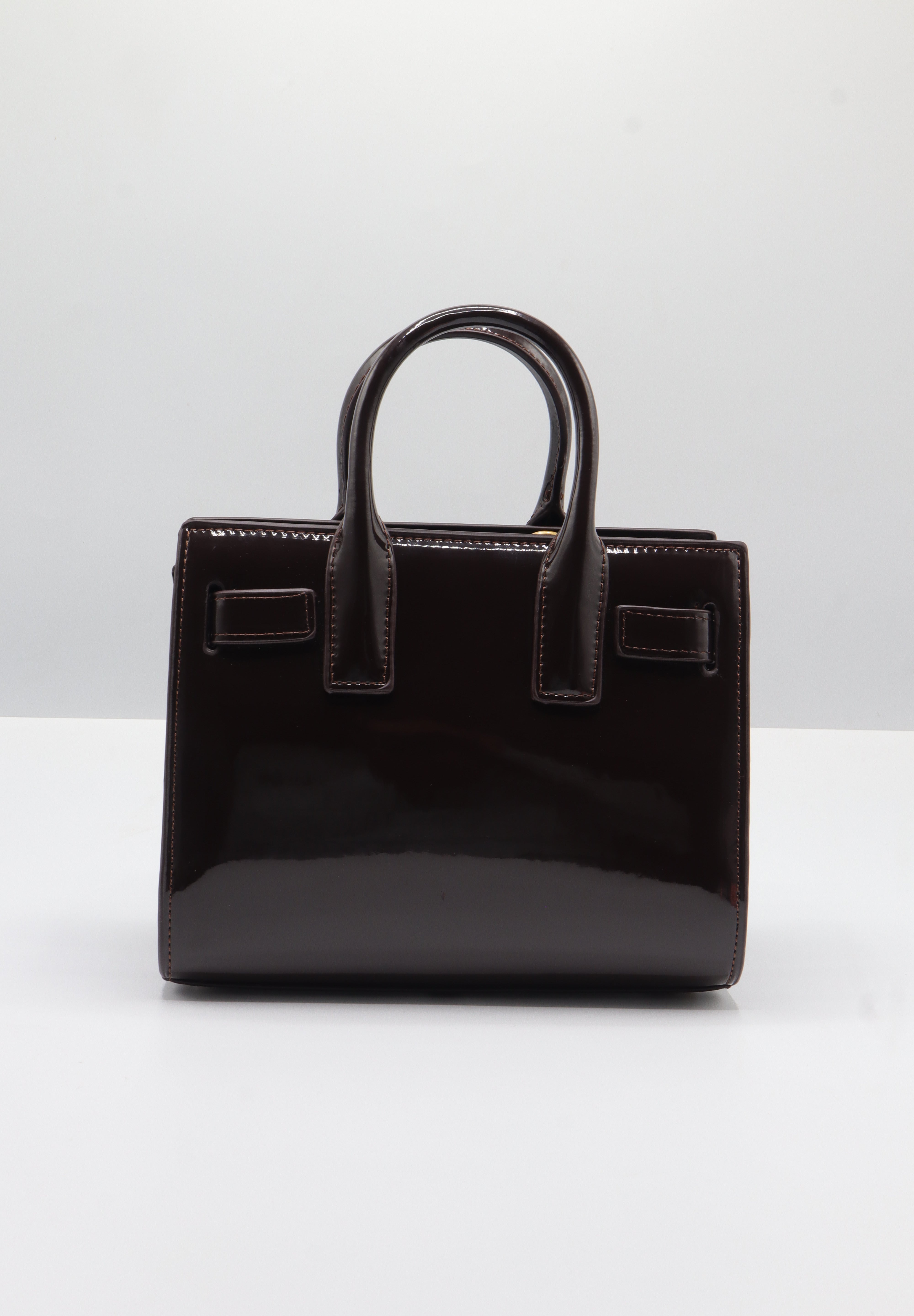 Saint Laurent Sac de Jour Patent Leather Bag | Black Cherry & Gold