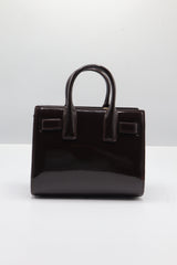 Saint Laurent Sac de Jour Patent Leather Bag | Black Cherry & Gold