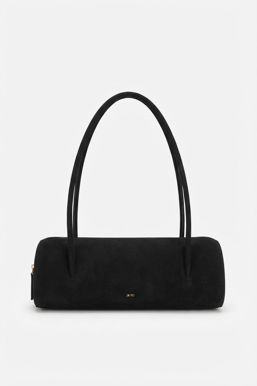 W PEI Cylinder Suede Shoulder Bag | Classic Black