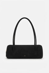 W PEI Cylinder Suede Shoulder Bag | Classic Black