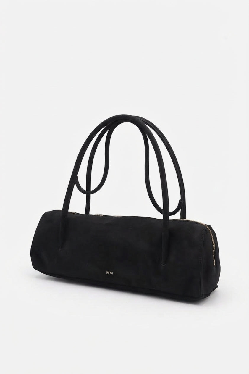 W PEI Cylinder Suede Shoulder Bag | Classic Black