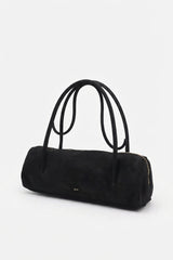 W PEI Cylinder Suede Shoulder Bag | Classic Black