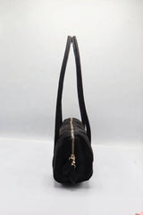 W PEI Cylinder Suede Shoulder Bag | Classic Black