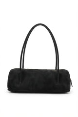 W PEI Cylinder Suede Shoulder Bag | Classic Black