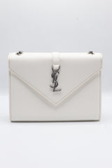 Saint Laurent Envelope Flap Bag | White Grained Leather