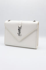 Saint Laurent Envelope Flap Bag | White Grained Leather
