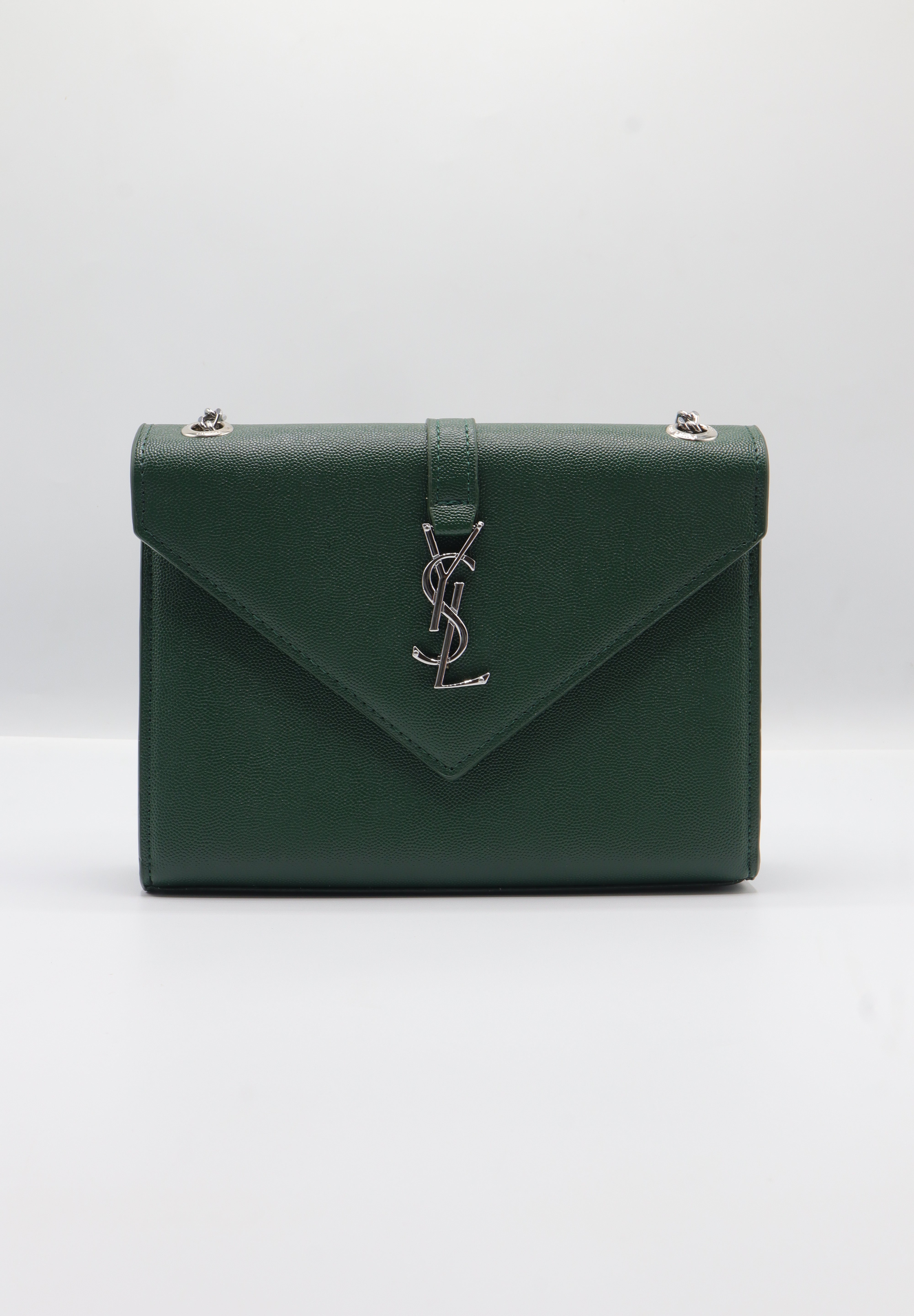 Saint Laurent Envelope Flap Bag | Forest Green Grained Leather