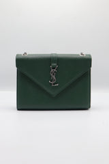 Saint Laurent Envelope Flap Bag | Forest Green Grained Leather