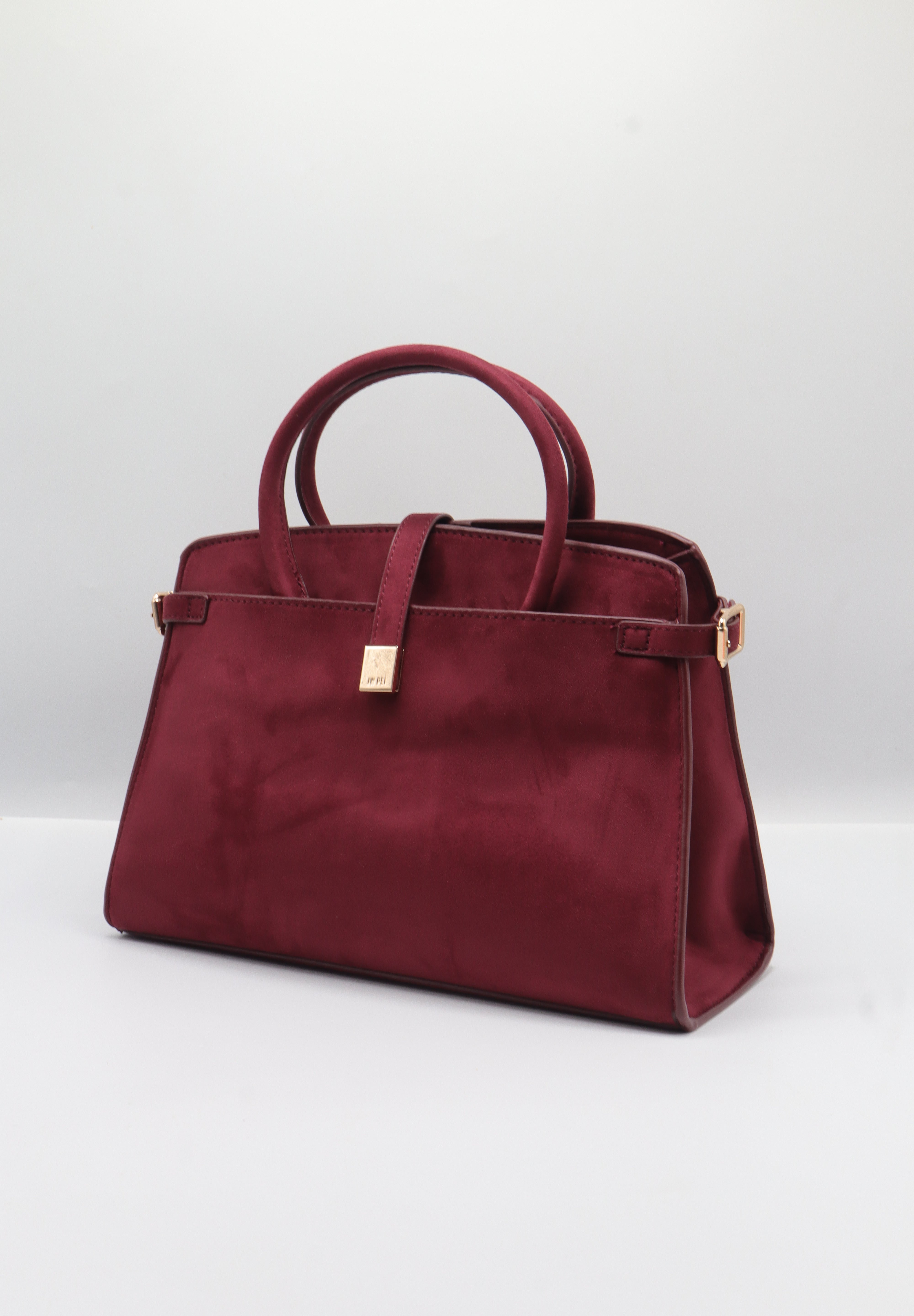 JW PEI Lucia Suede Satchel Bag | Wine Red & Gold