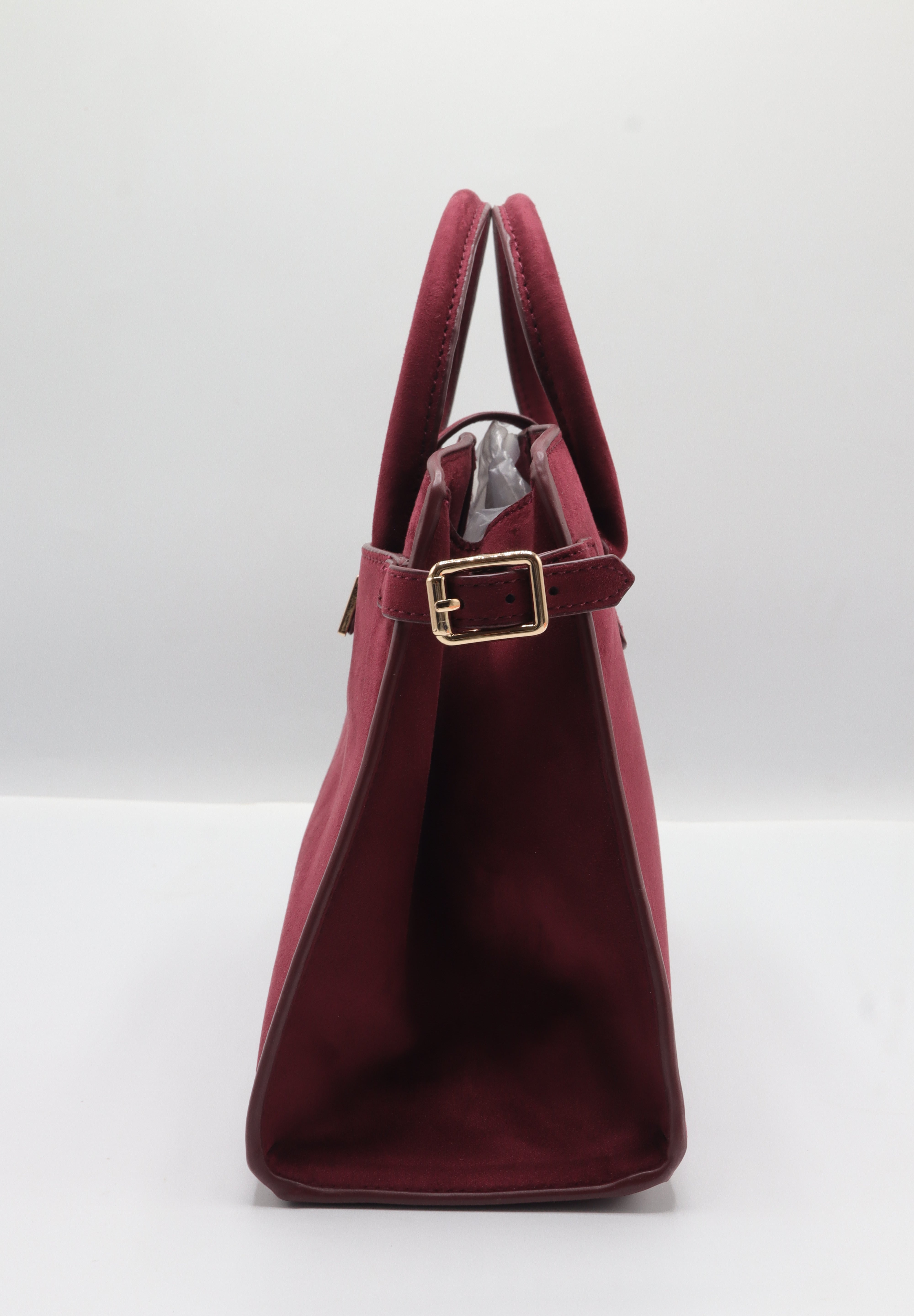 JW PEI Lucia Suede Satchel Bag | Wine Red & Gold