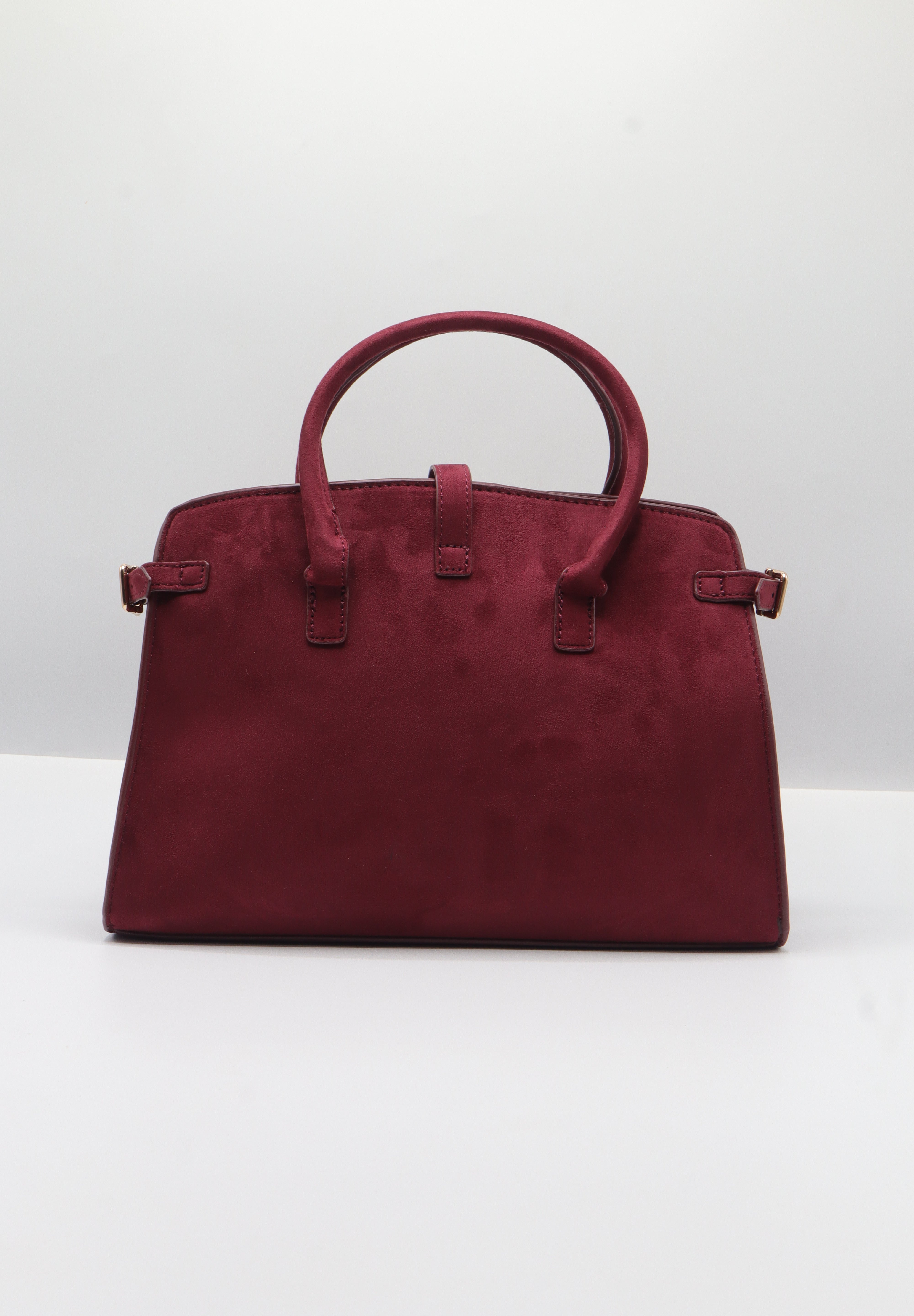 JW PEI Lucia Suede Satchel Bag | Wine Red & Gold