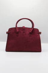 JW PEI Lucia Suede Satchel Bag | Wine Red & Gold