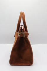 JW PEI Lucia Suede Satchel Bag | Tan Brown & Gold