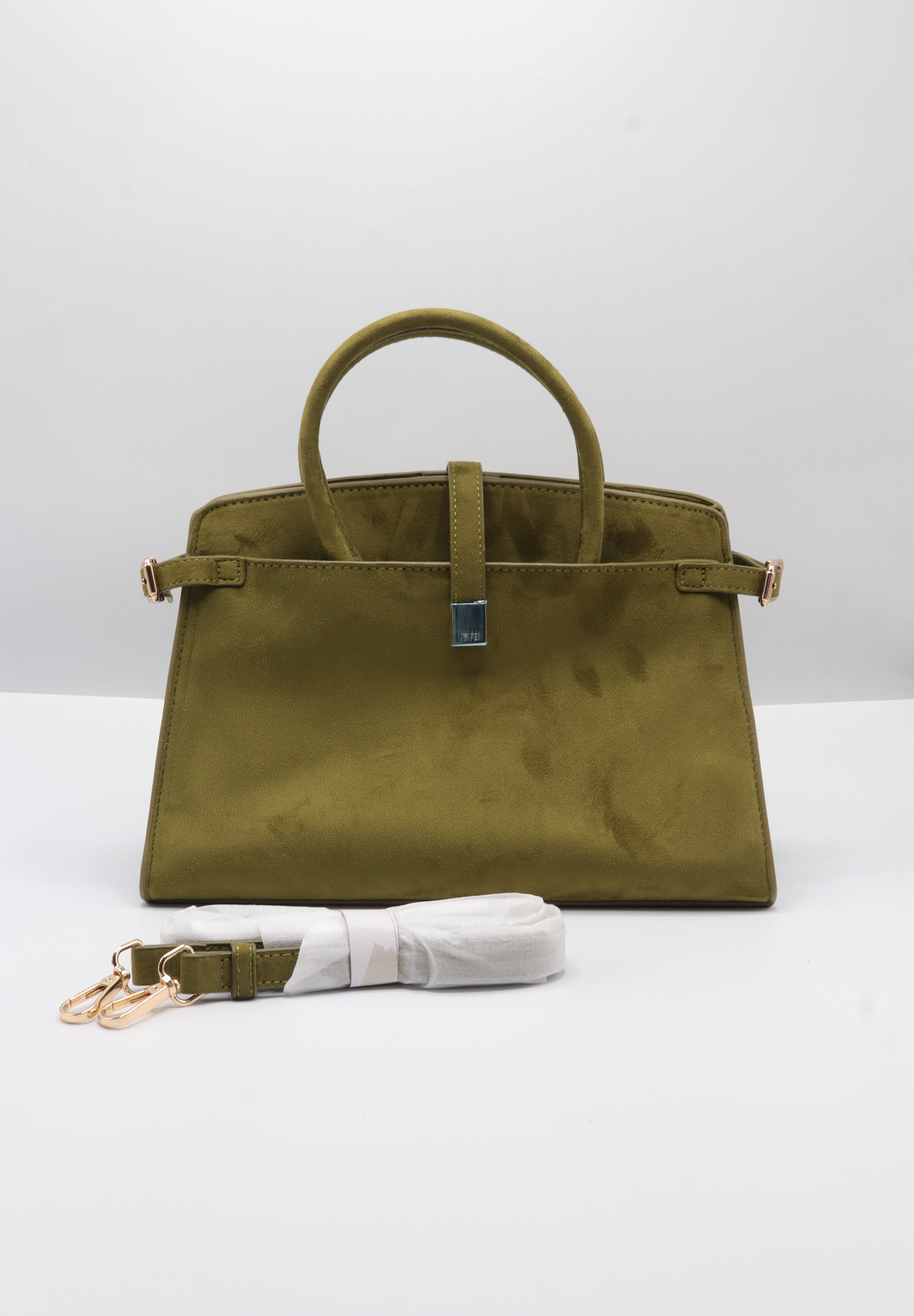 JW PEI Lucia Suede Satchel Bag | Olive Green & Gold
