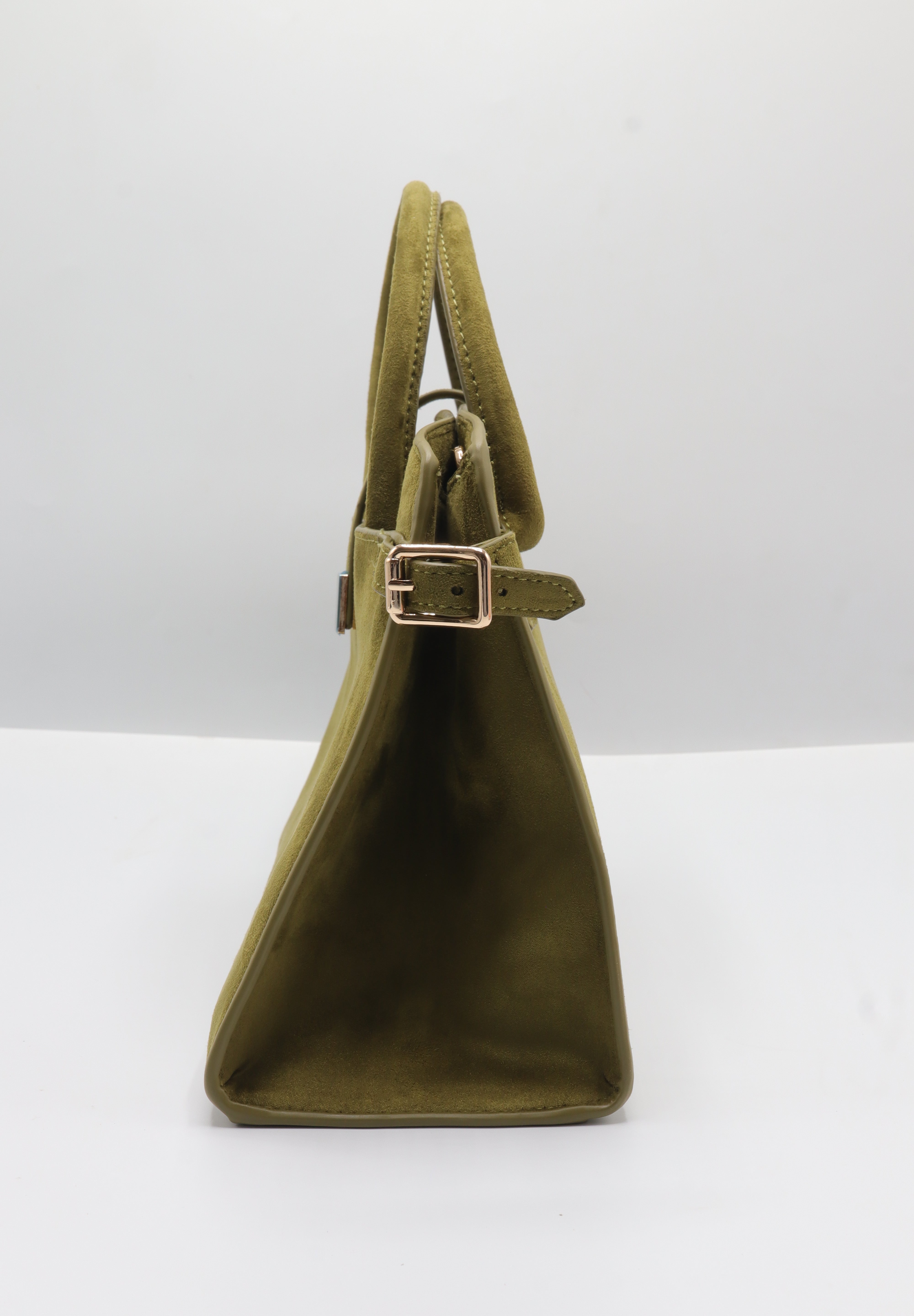 JW PEI Lucia Suede Satchel Bag | Olive Green & Gold