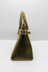 JW PEI Lucia Suede Satchel Bag | Olive Green & Gold