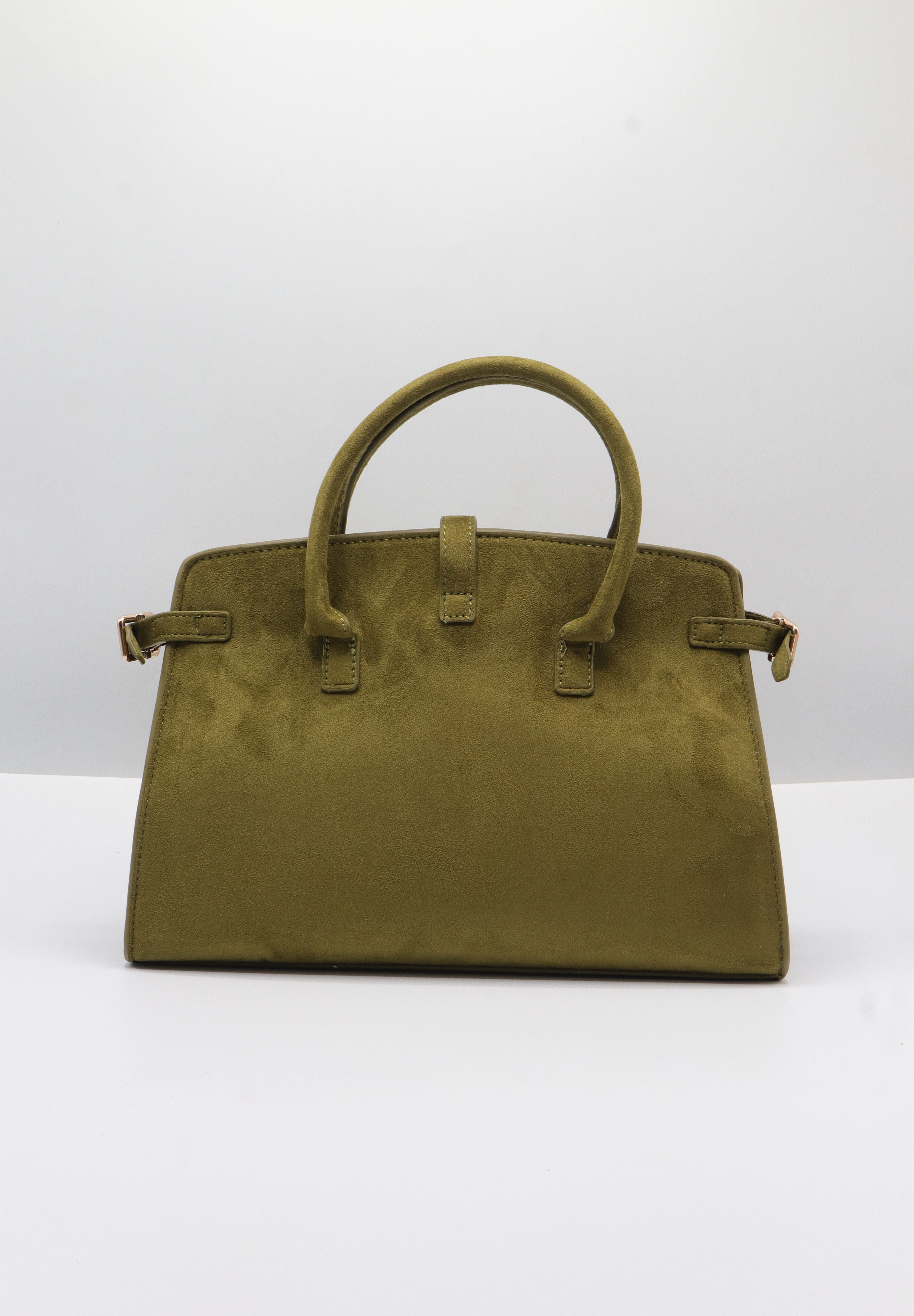 JW PEI Lucia Suede Satchel Bag | Olive Green & Gold