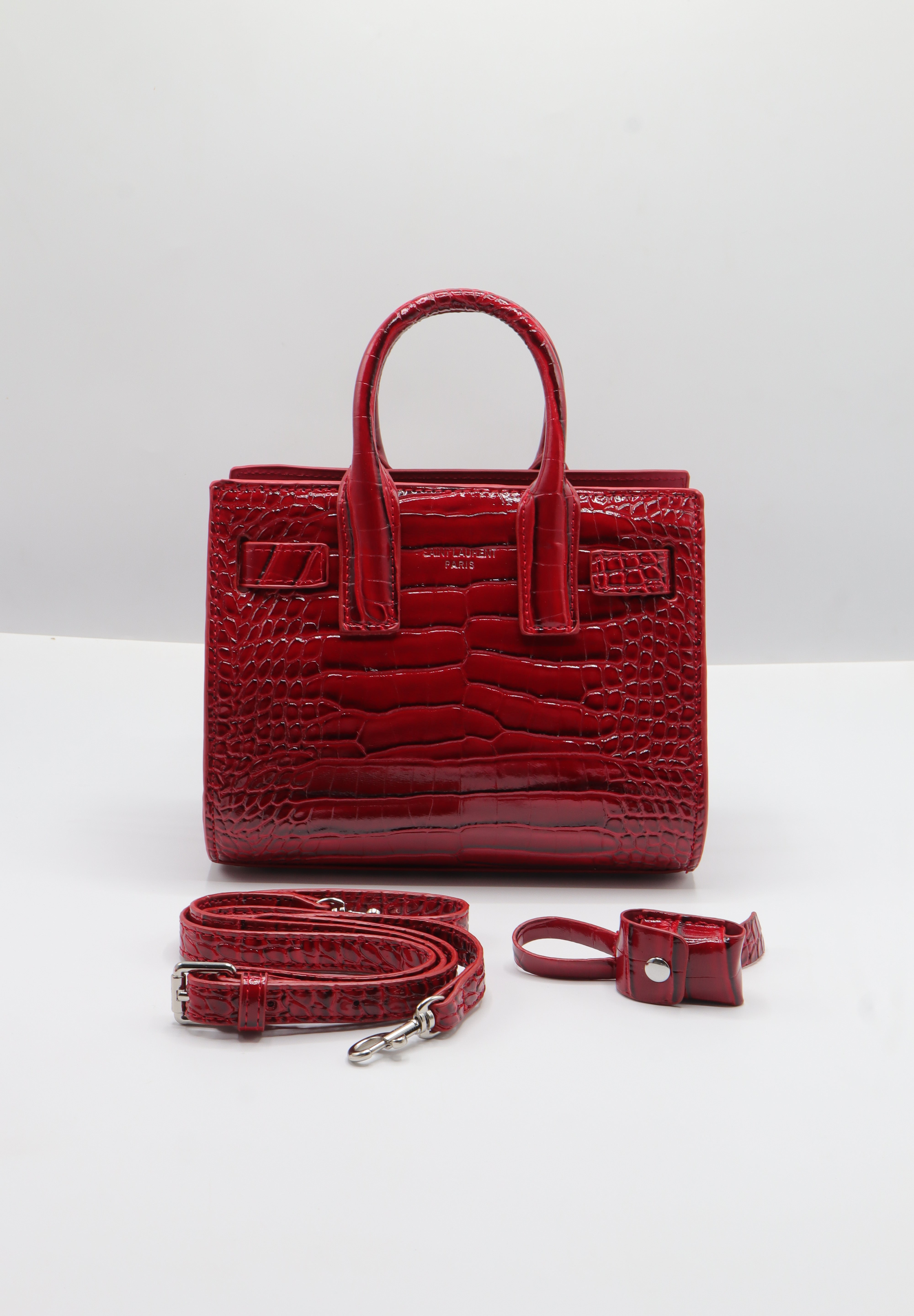 Saint Laurent Sac de Jour Nano | Red Croc-Embossed Leather
