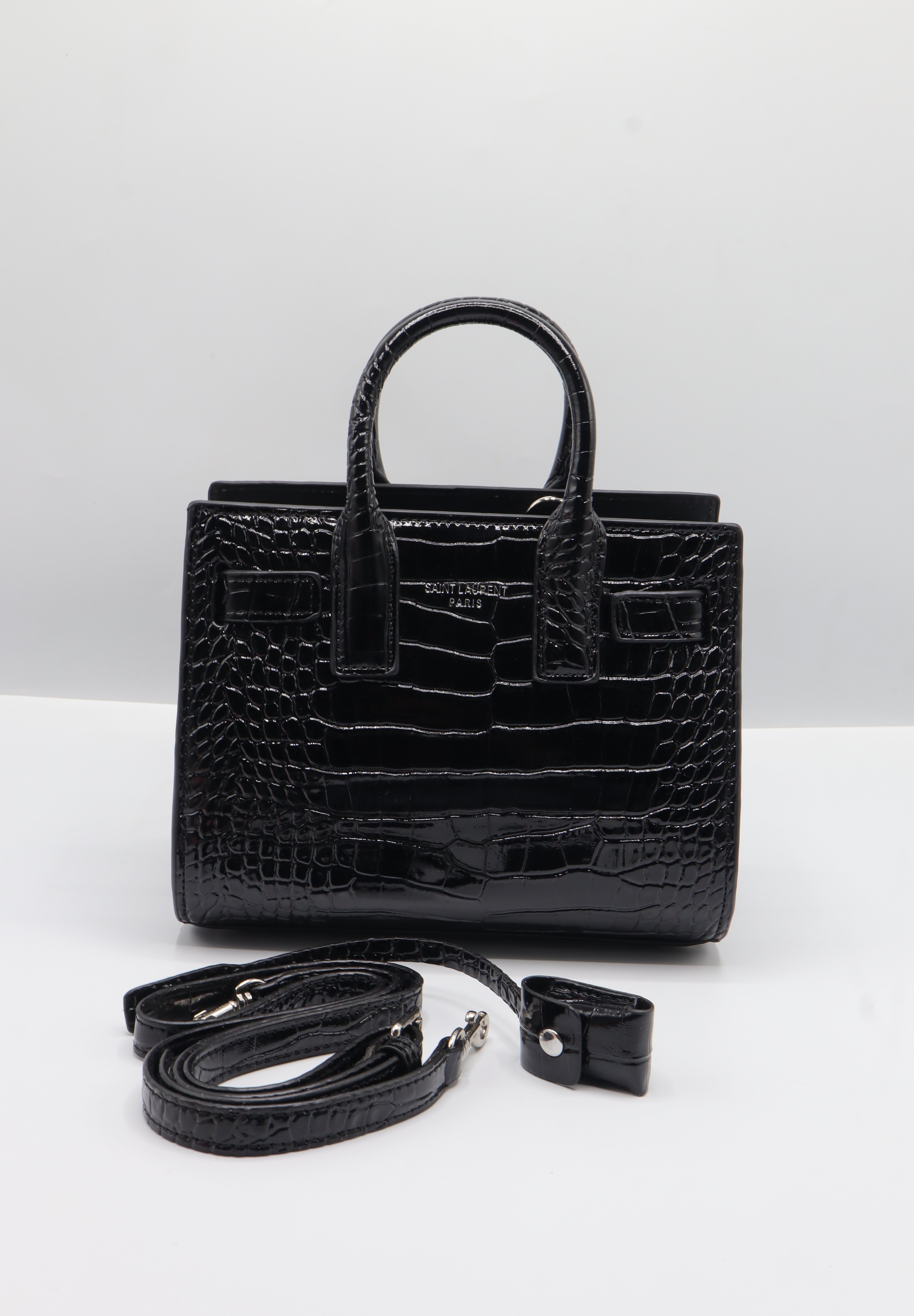 Saint Laurent Sac de Jour Nano | Black Croc Leather