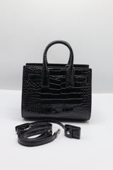 Saint Laurent Sac de Jour Nano | Black Croc Leather