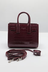 Saint Laurent Sac de Jour Nano | Burgundy Croc Leather