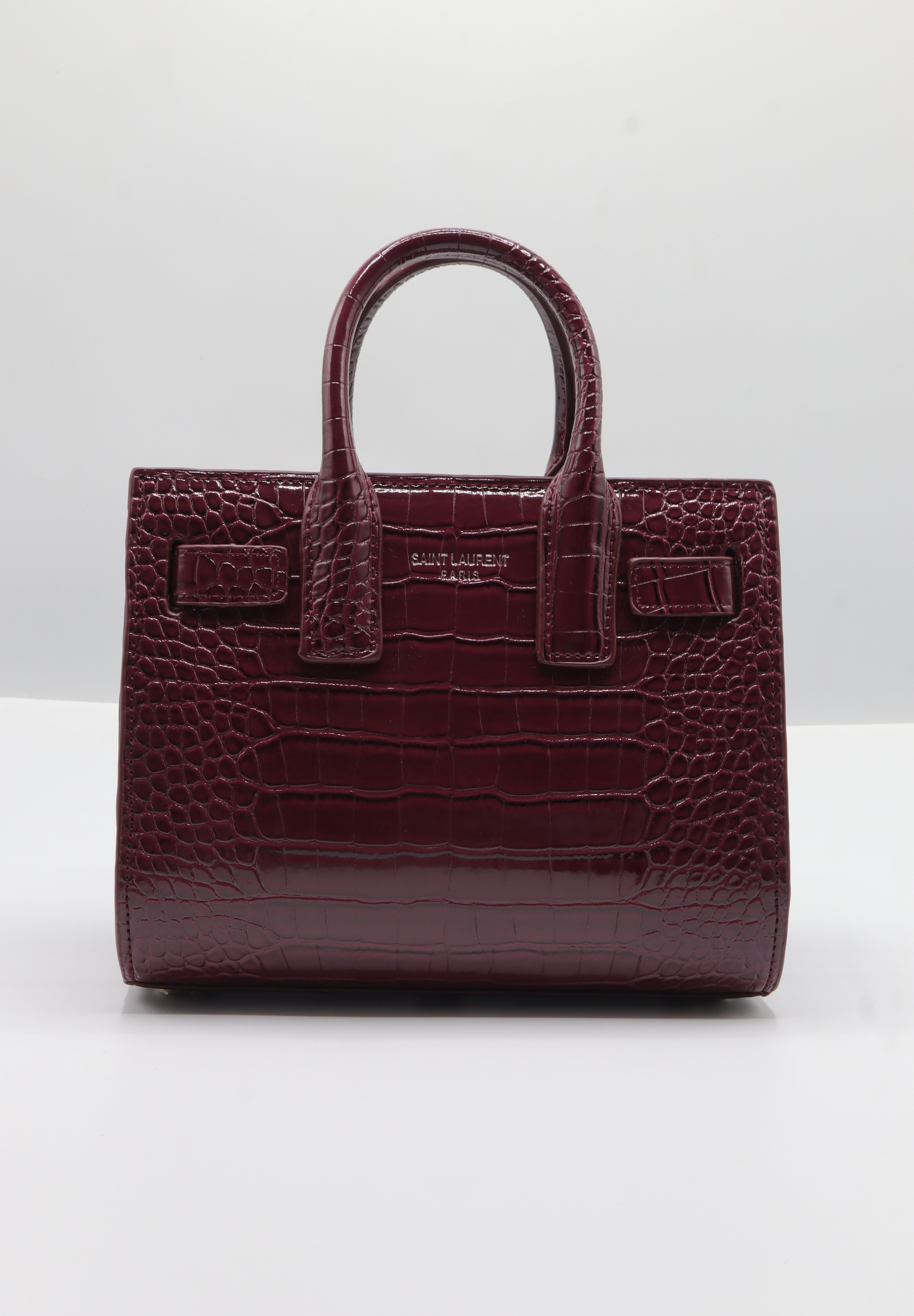 Saint Laurent Sac de Jour Nano | Burgundy Croc Leather
