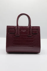 Saint Laurent Sac de Jour Nano | Burgundy Croc Leather