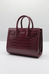 Saint Laurent Sac de Jour Nano | Burgundy Croc Leather