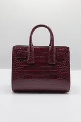Saint Laurent Sac de Jour Nano | Burgundy Croc Leather