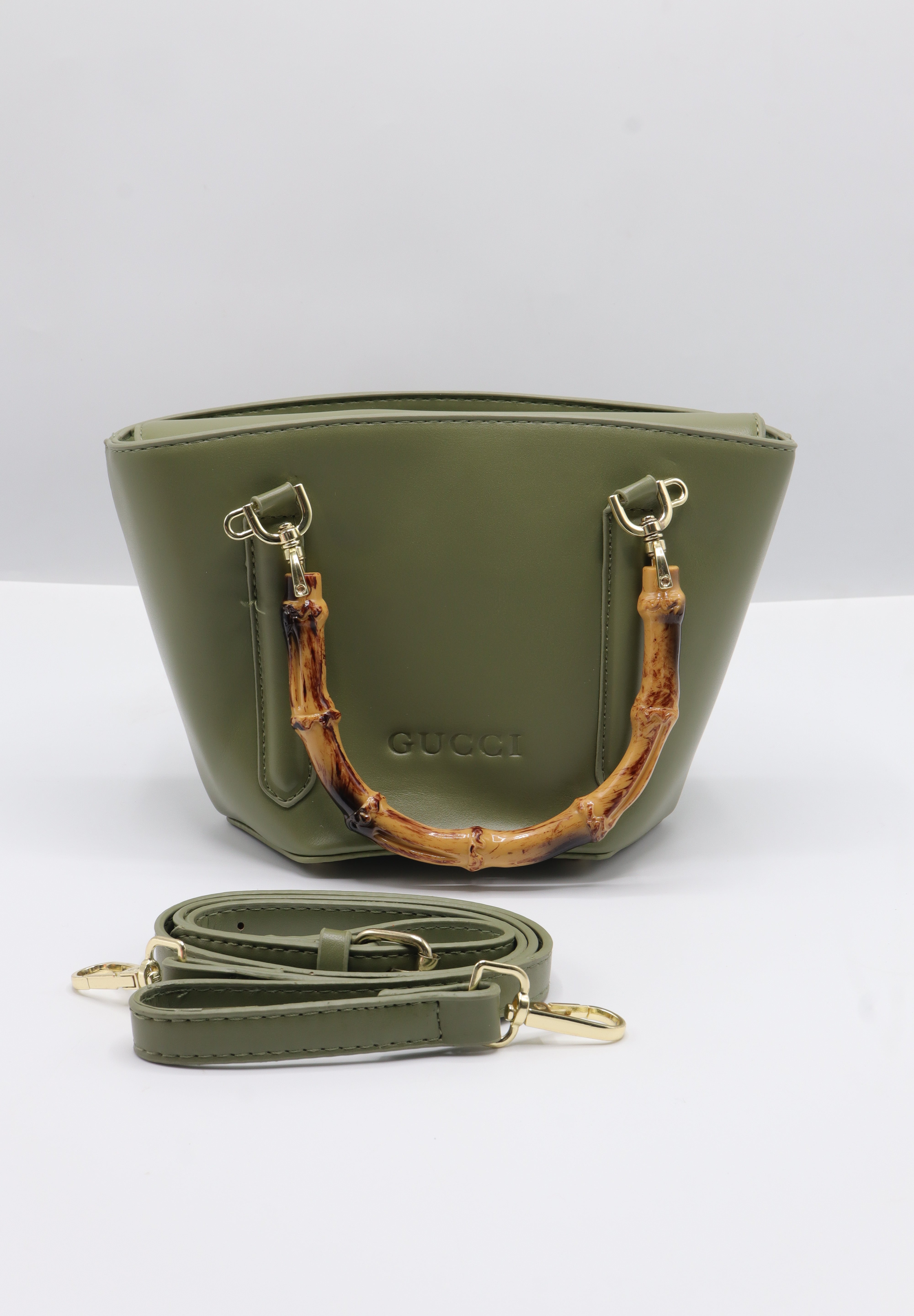 Gucci Bamboo Bucket Bag | Olive Green Leather & Gold
