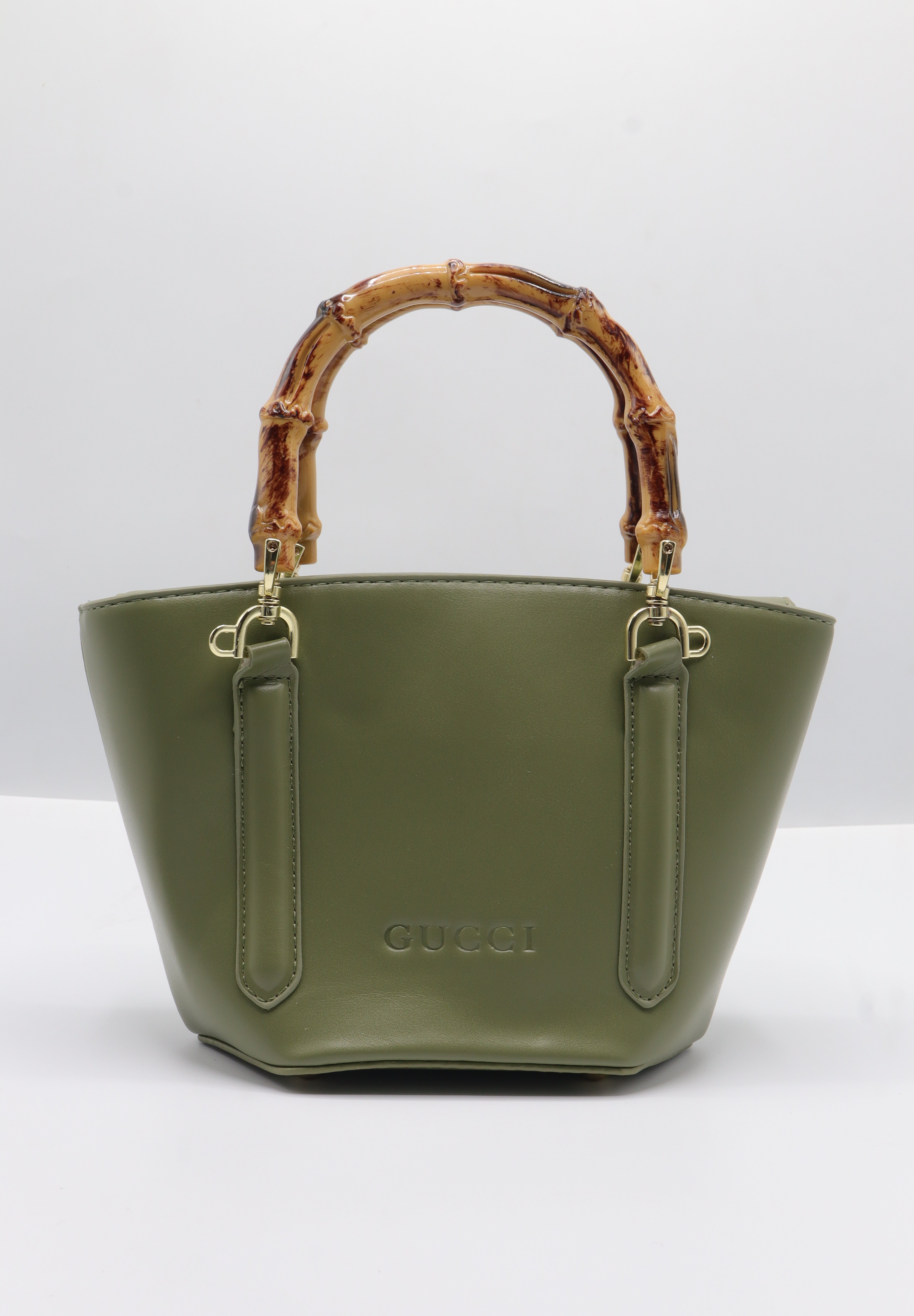 Gucci Bamboo Bucket Bag | Olive Green Leather & Gold