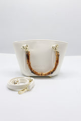 Gucci Bamboo Bucket Bag | White Leather & Gold