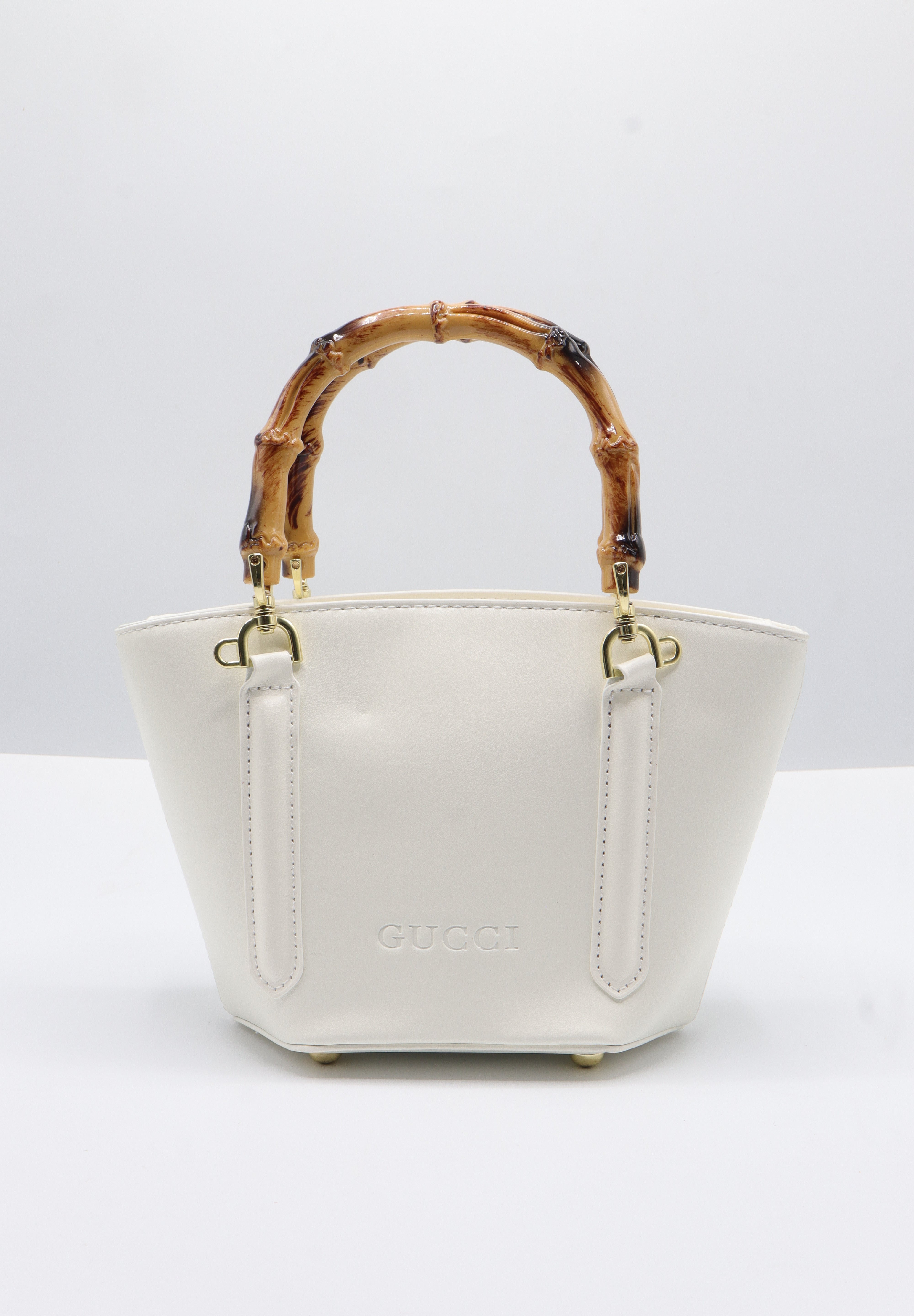 Gucci Bamboo Bucket Bag | White Leather & Gold