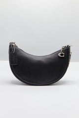 Coach Luna Shoulder Bag | Black Leather & Silver Chain