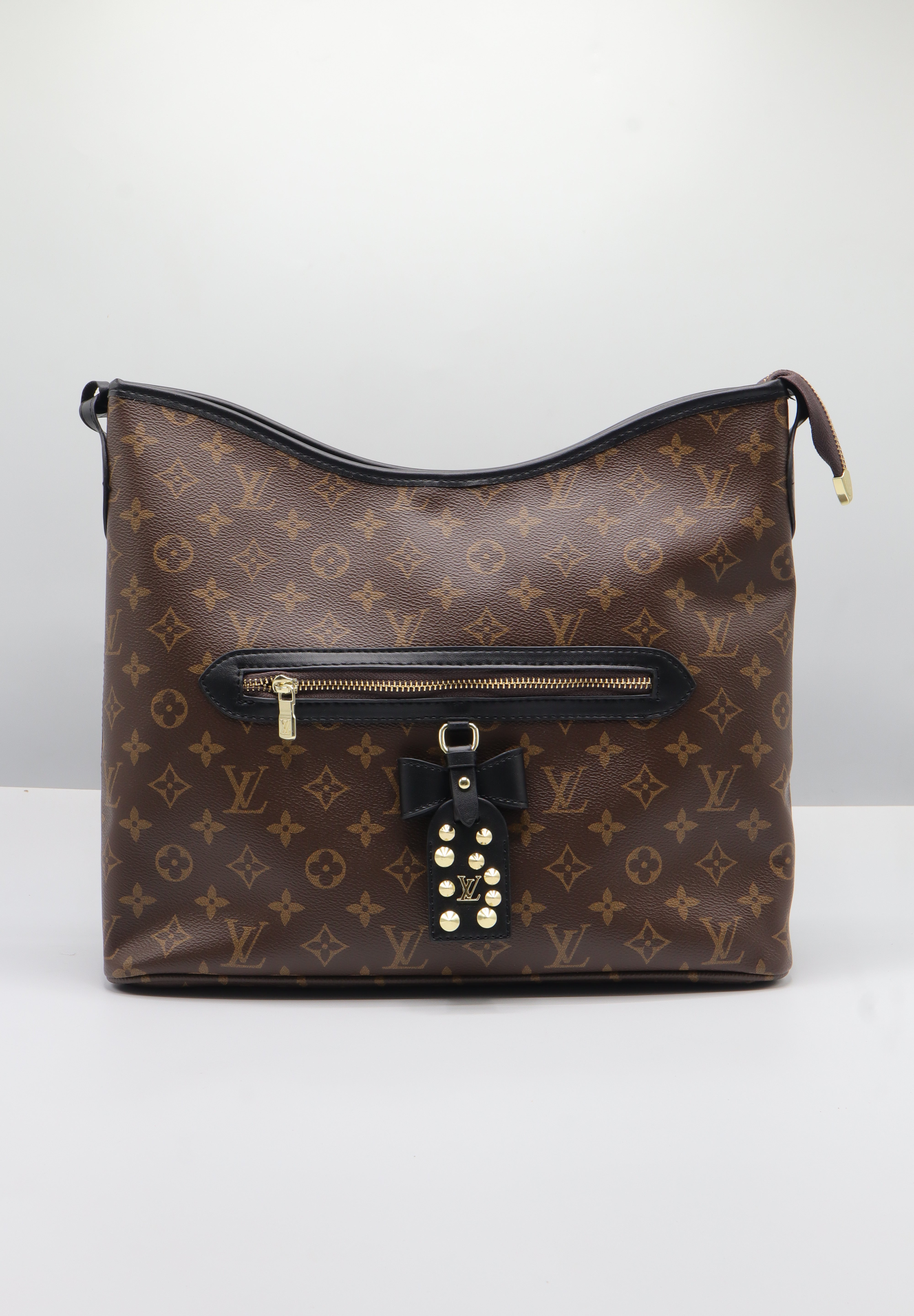 Louis Vuitton Monogram Hobo Bag | Brown & Black Leather Trim