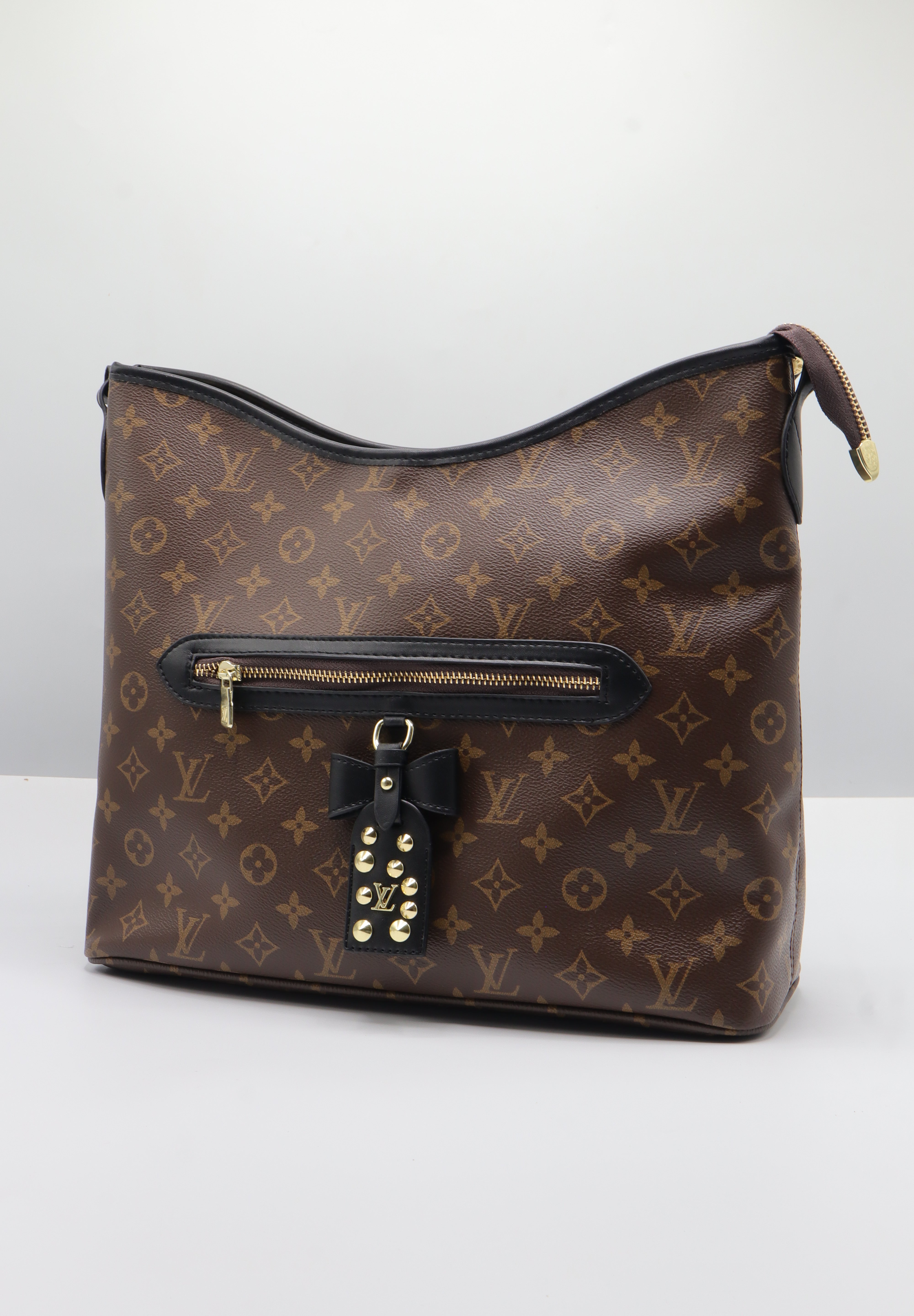 Louis Vuitton Monogram Hobo Bag | Brown & Black Leather Trim