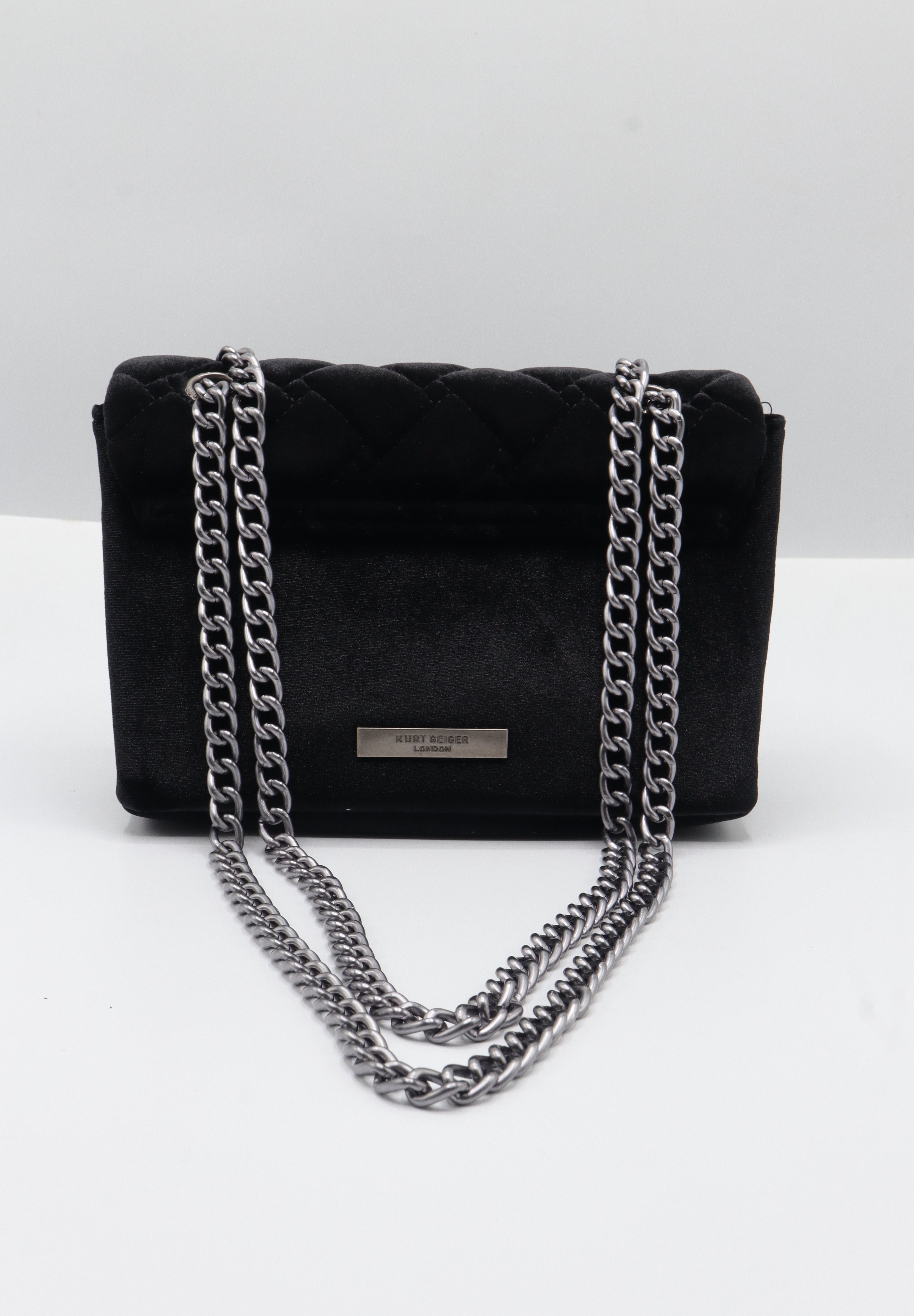 Kurt Geiger Kensington Velvet Bag | Black Gem-Studded