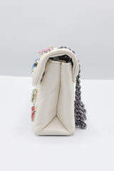 Kurt Geiger Kensington Heart Gem Bag | White Quilted Leather