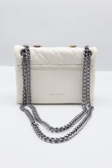 Kurt Geiger Kensington Heart Gem Bag | White Quilted Leather