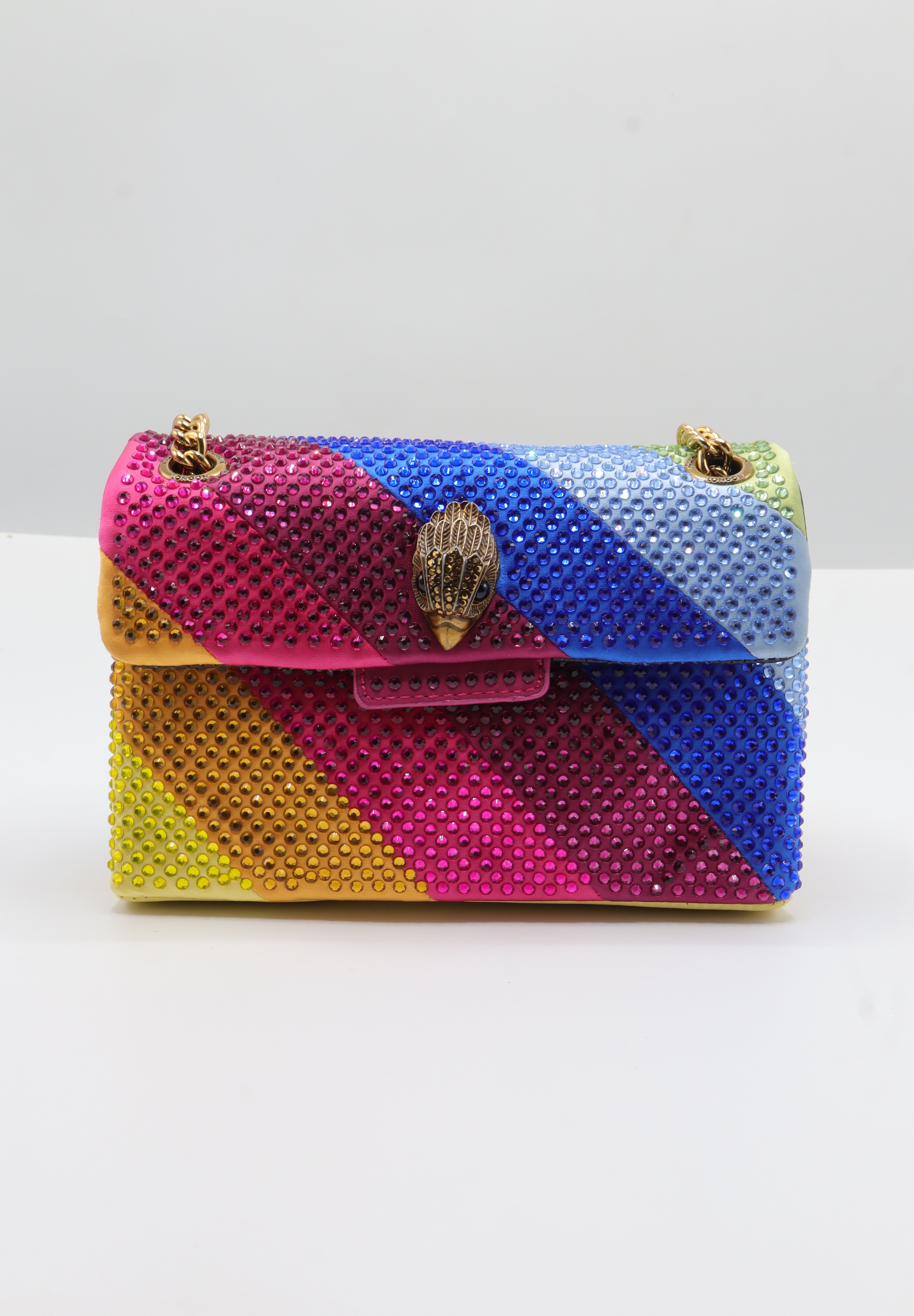 Kurt Geiger Kensington Rainbow Crystal Bag | Antique Brass