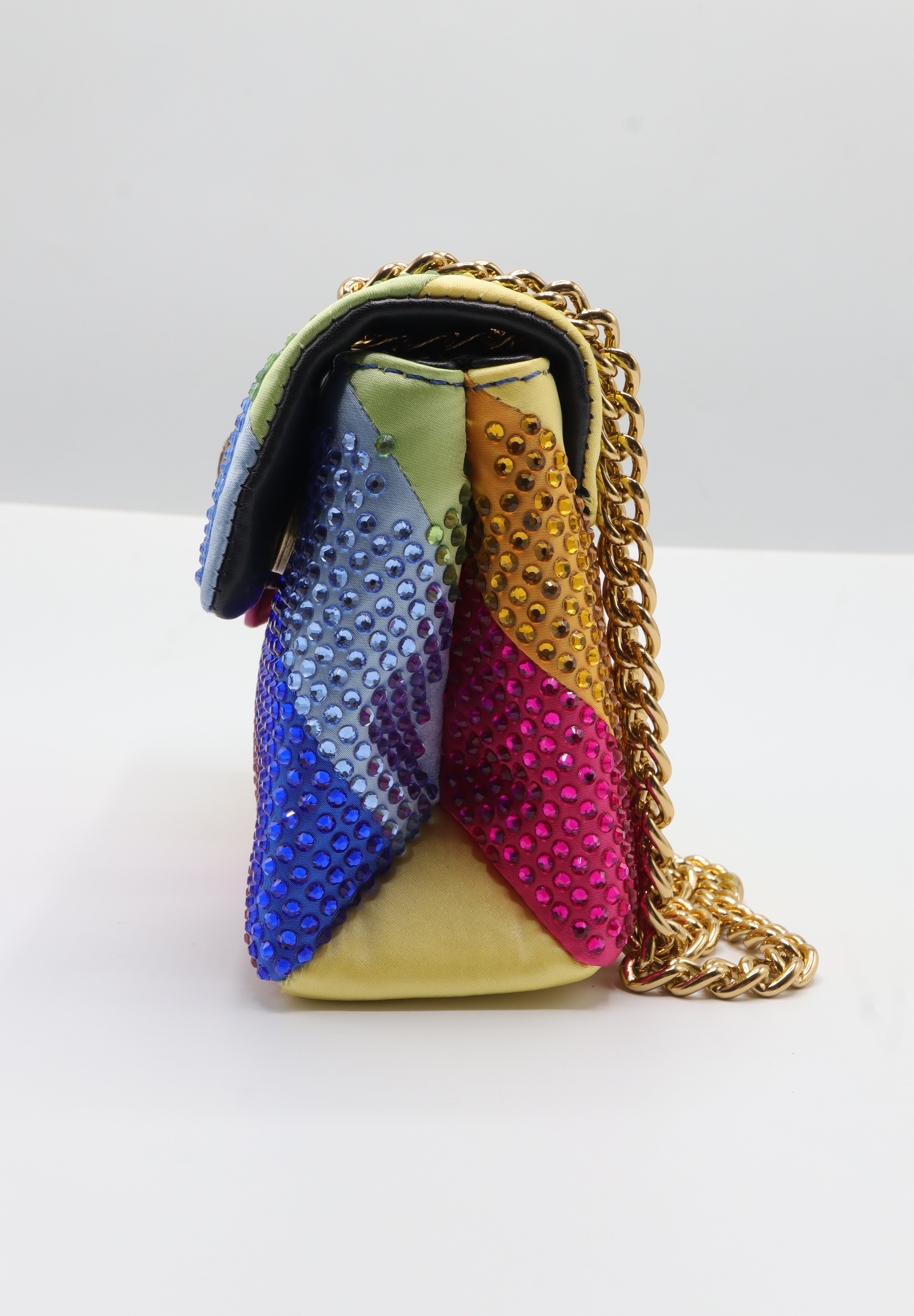 Kurt Geiger Kensington Rainbow Crystal Bag | Antique Brass