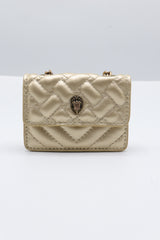Kurt Geiger Micro Kensington Bag | Metallic Gold Quilted Leather