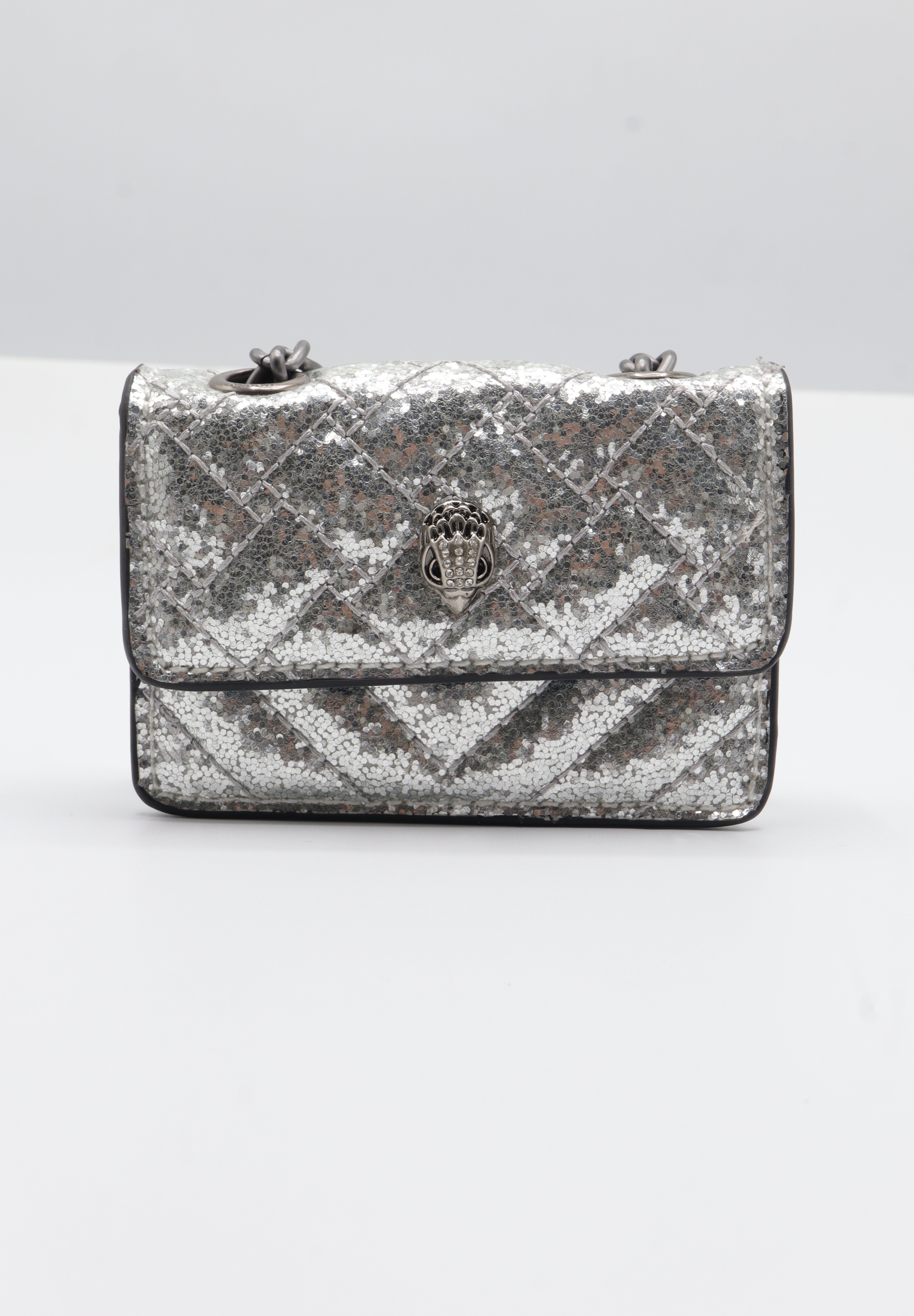 Kurt Geiger Micro Kensington Bag | Silver Glitter & Gunmetal