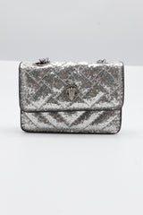 Kurt Geiger Micro Kensington Bag | Silver Glitter & Gunmetal