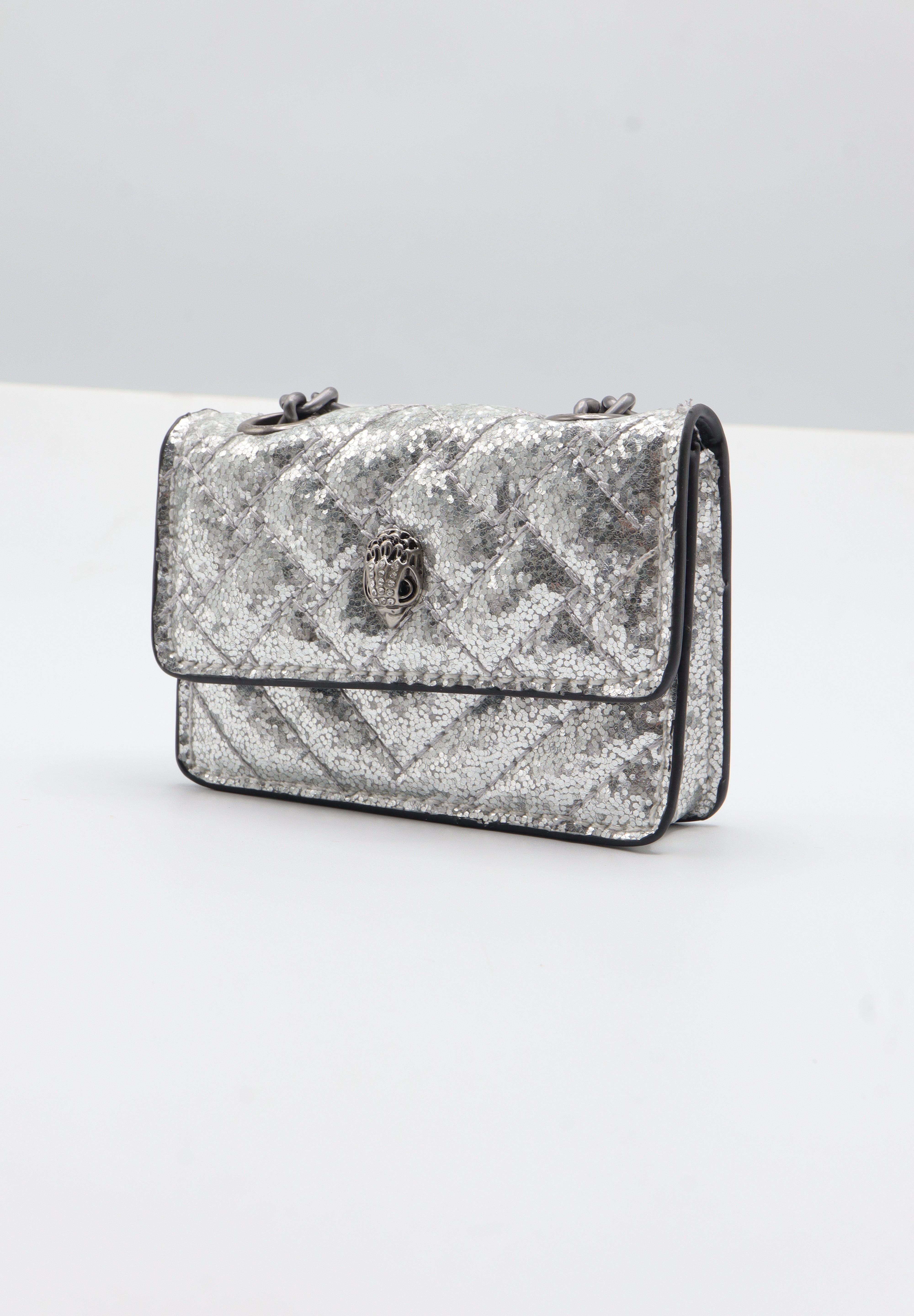 Kurt Geiger Micro Kensington Bag | Silver Glitter & Gunmetal