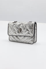 Kurt Geiger Micro Kensington Bag | Silver Glitter & Gunmetal