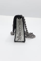 Kurt Geiger Micro Kensington Bag | Silver Glitter & Gunmetal