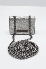 Kurt Geiger Micro Kensington Bag | Silver Glitter & Gunmetal