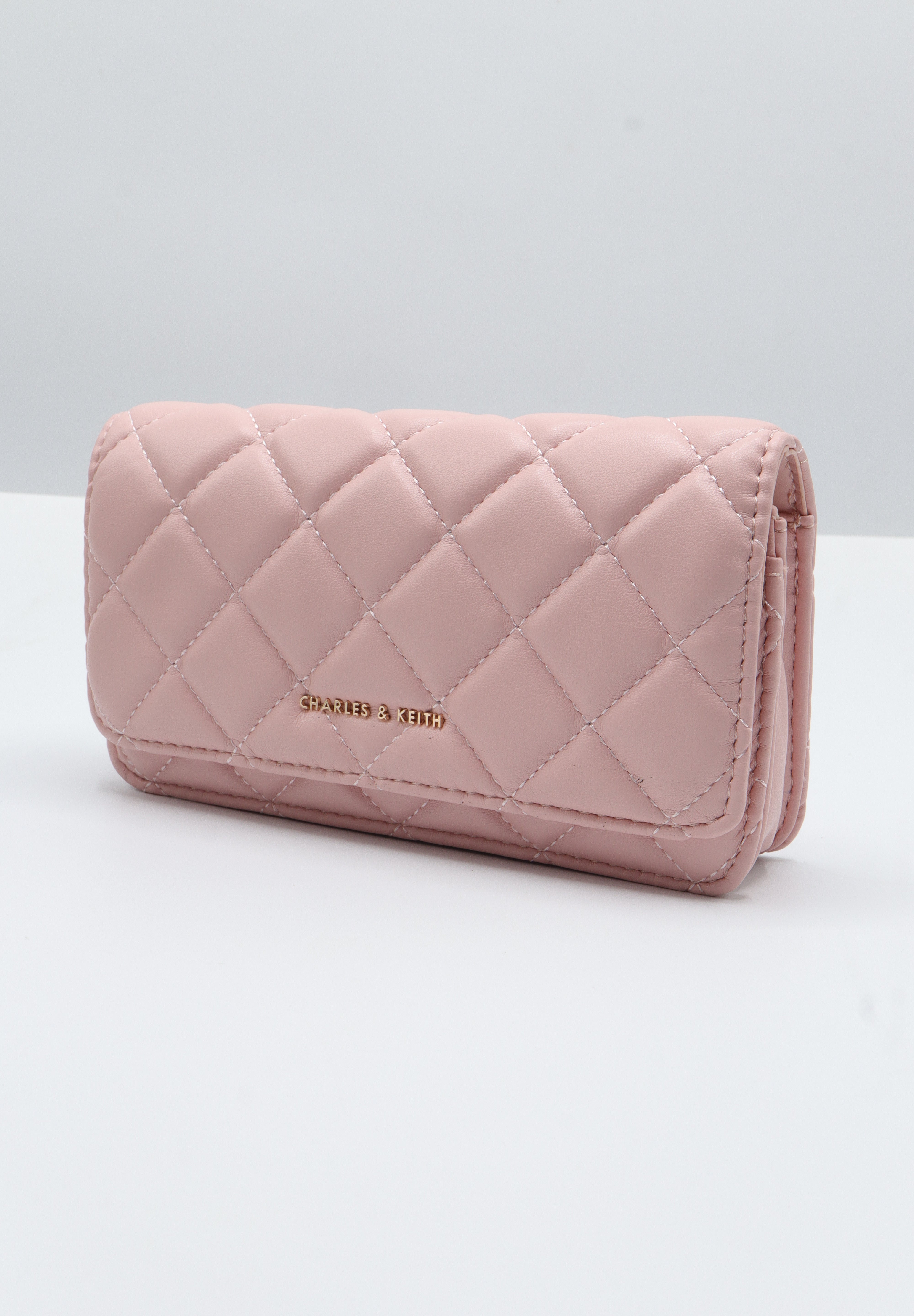 Charles & Keith Quilted WOC | Blush Pink & Gold Chain