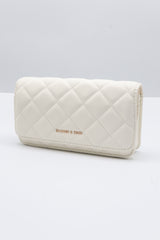 Charles & Keith Quilted WOC | Chalk White & Gold Chain